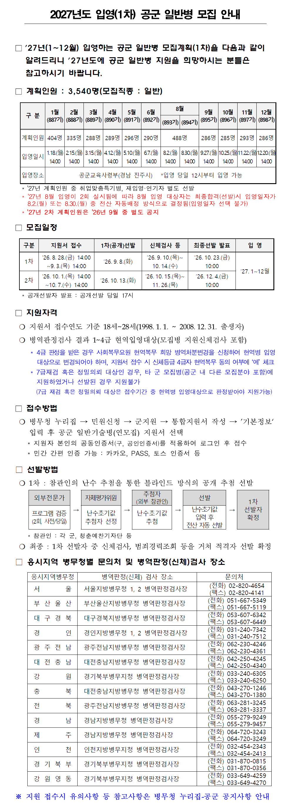 공군 일반기술병 모집 안내