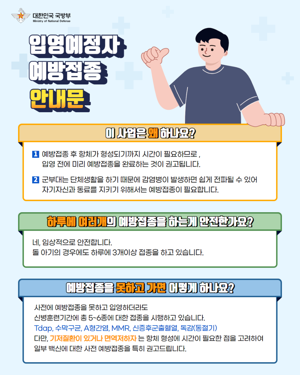 입영장병 입영전 예방접종